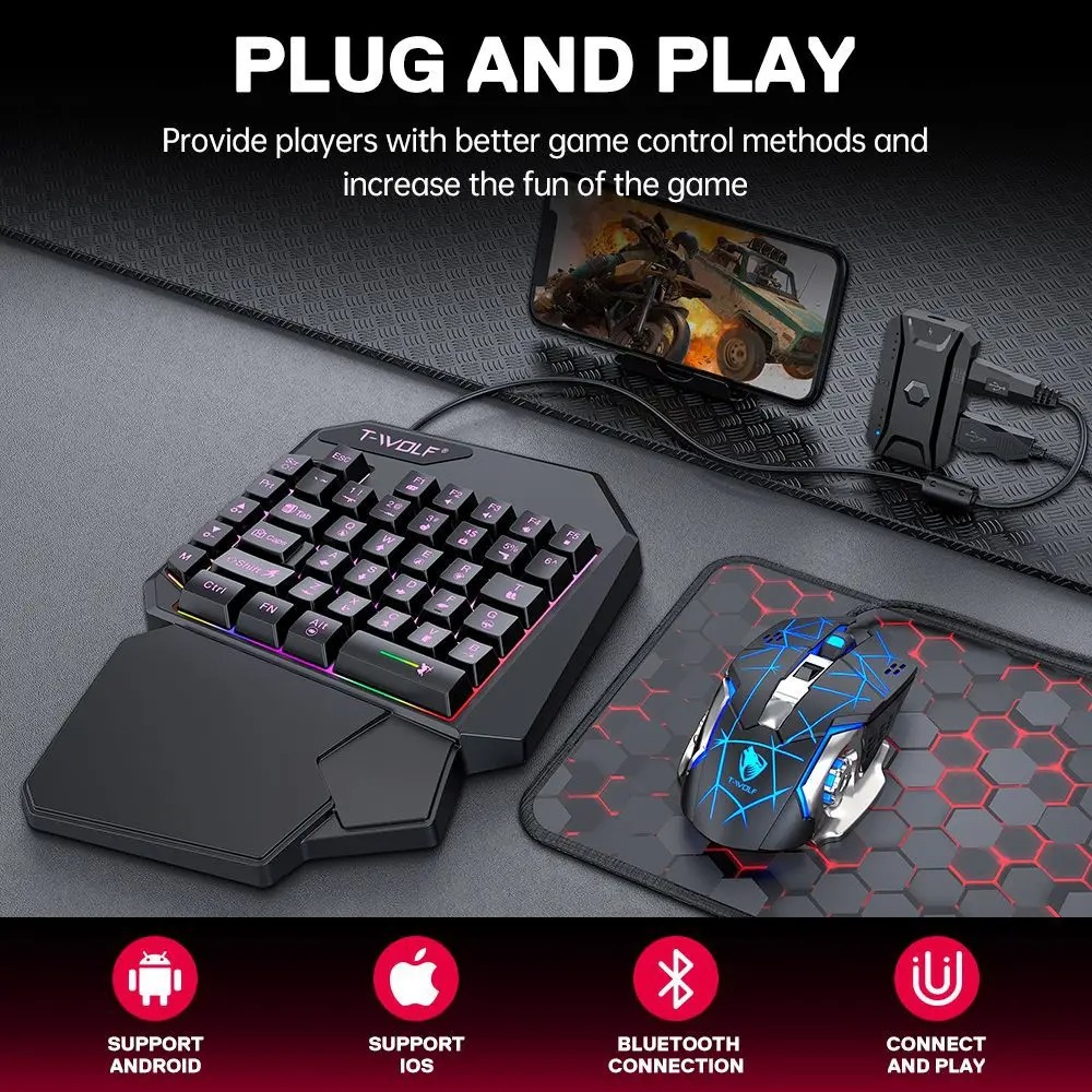 Gaming Keyboard 1 Hand - Combo de Teclado y Ratón para