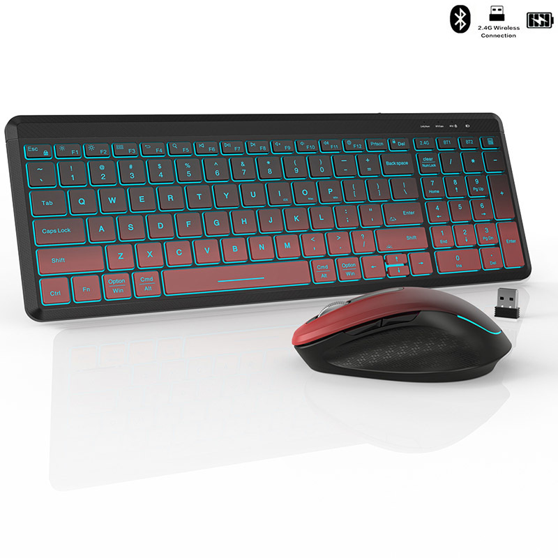 Gaming Keyboard Bundle - Teclado y ratón inalámbricos silenciosos retroiluminados