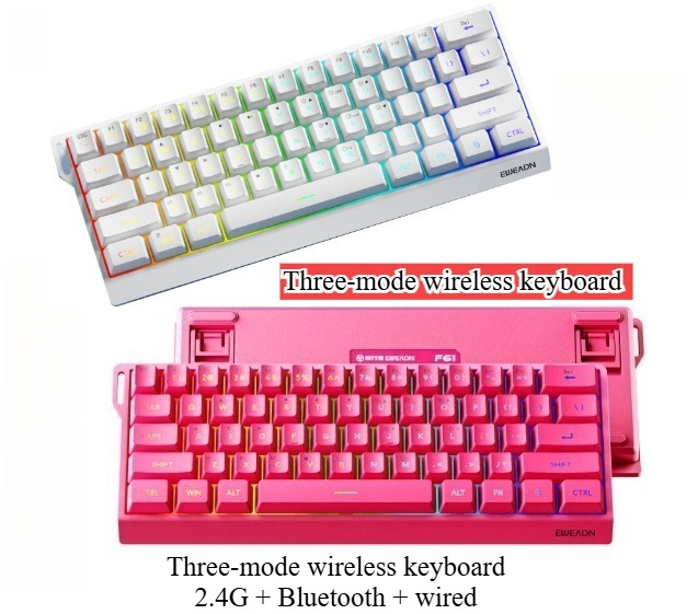 Gaming Keyboard No Noise - Mini teclado inalámbrico de 61 teclas