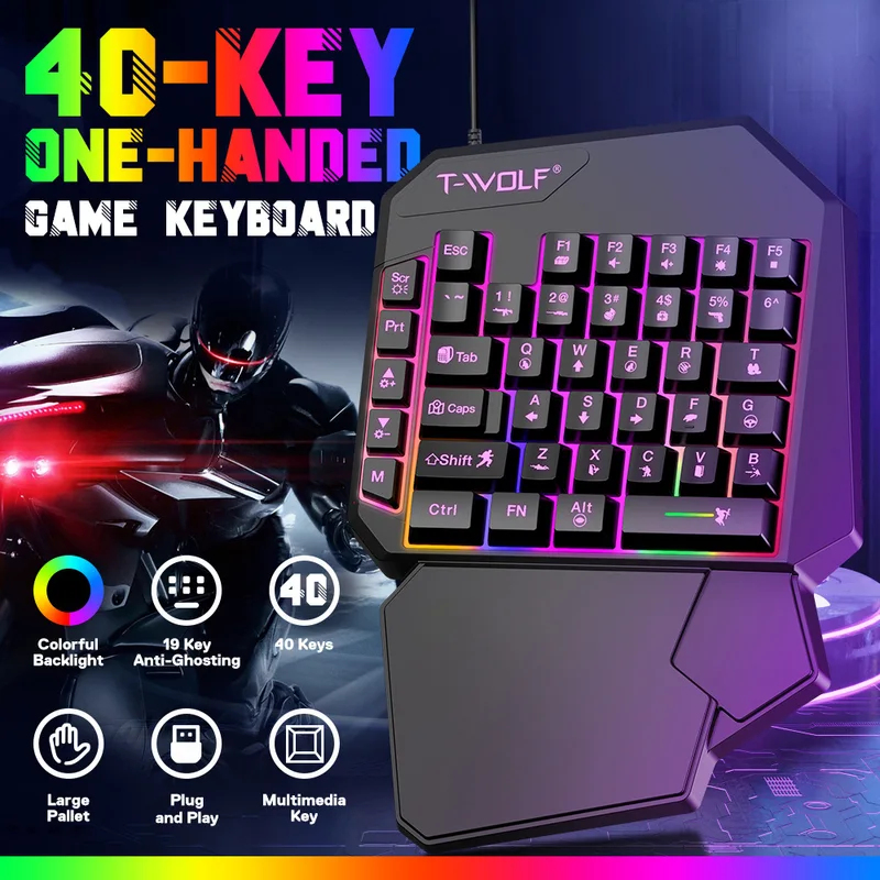 Gaming Keyboard 1 Hand - Juego de 5 en 1, teclado