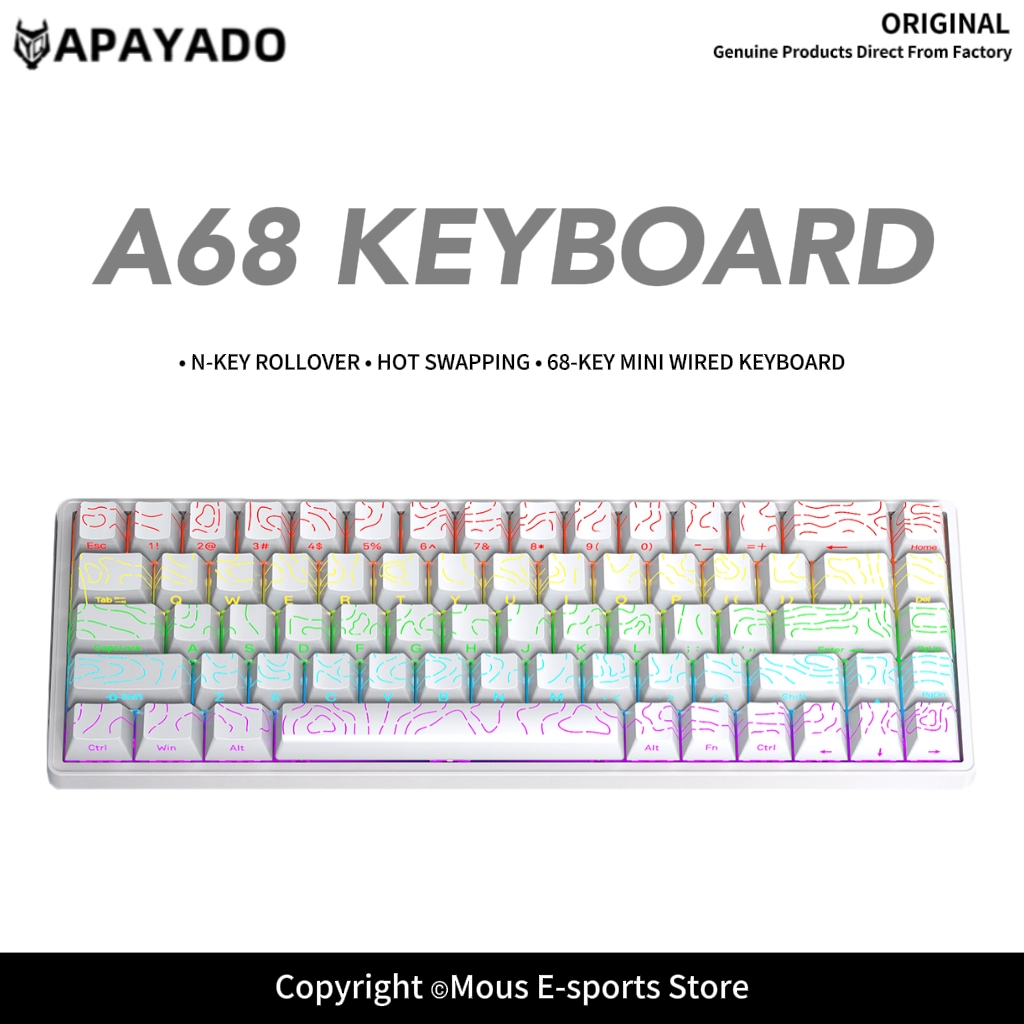Gaming Keyboard Bundle - Teclado Mecánico con Cable APAYADO A68,