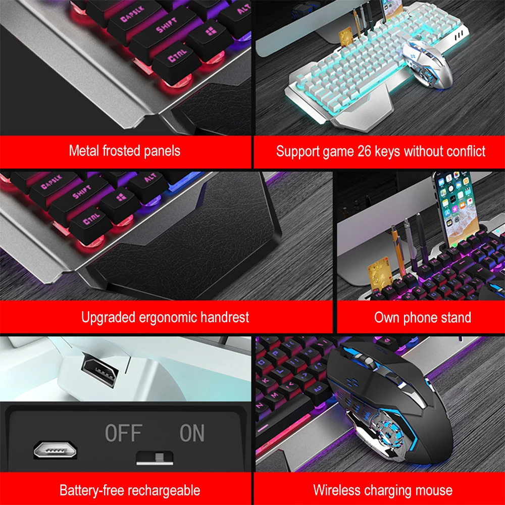 Teclado y ratón inalámbricos K - Gaming Keyboard Mechanical Wireless reseña y precio