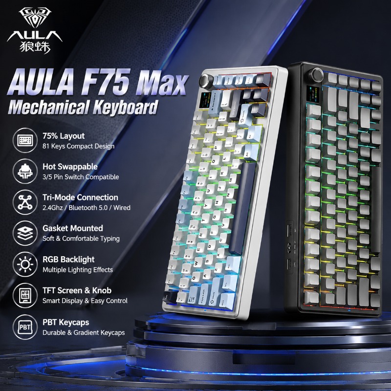 Teclado Mecánico AULA F75 Max, - Gaming Keyboard Wireless reseña y precio