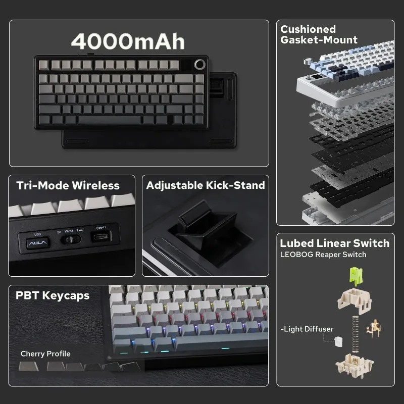 Teclado Mecánico AULA F75 Max, - Gaming Keyboard Wireless reseña y precio