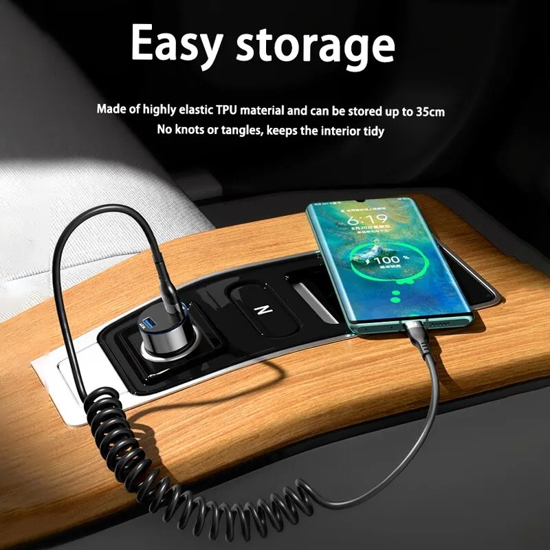 Cable USB C a USB C Enrollado  - Coiled Usb Cable reseña y precio